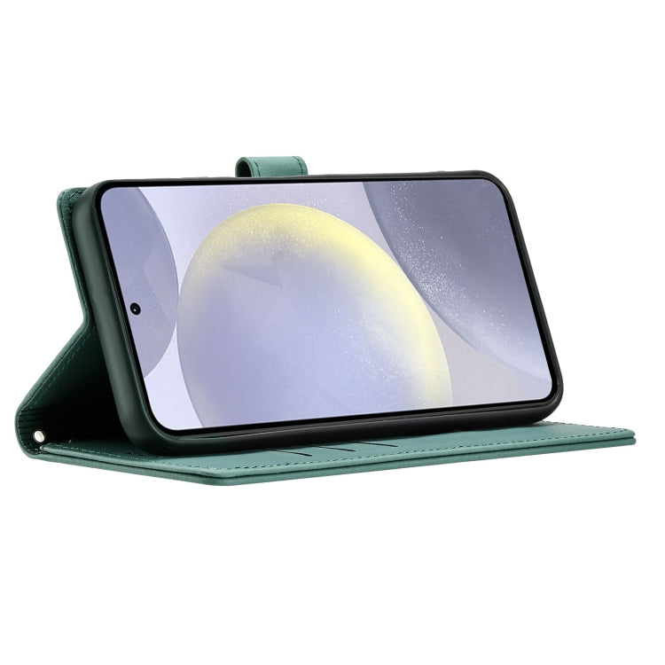 For Samsung Galaxy S25 5G Cartoon Elephant Embossed Leather Phone Case(Green) - Galaxy S25 5G Cases by PMC Jewellery | Online Shopping South Africa | PMC Jewellery | Buy Now Pay Later Mobicred