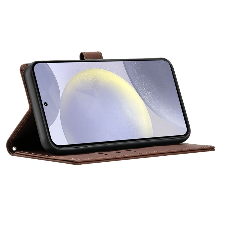 For Samsung Galaxy S25 5G Cartoon Elephant Embossed Leather Phone Case(Brown) - Galaxy S25 5G Cases by PMC Jewellery | Online Shopping South Africa | PMC Jewellery | Buy Now Pay Later Mobicred