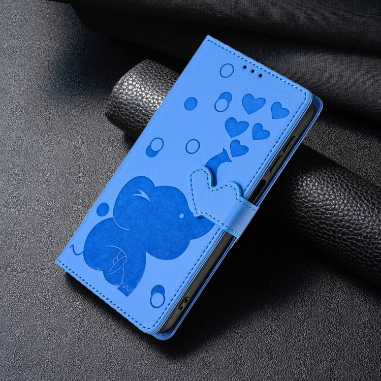 For Samsung Galaxy S25+ 5G Cartoon Elephant Embossed Leather Phone Case(Blue) - Galaxy S25+ 5G Cases by PMC Jewellery | Online Shopping South Africa | PMC Jewellery | Buy Now Pay Later Mobicred