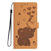 For Samsung Galaxy S25+ 5G Cartoon Elephant Embossed Leather Phone Case(Yellow)