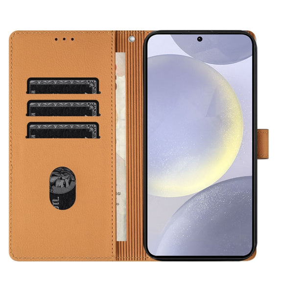 For Samsung Galaxy S25+ 5G Cartoon Elephant Embossed Leather Phone Case(Yellow)