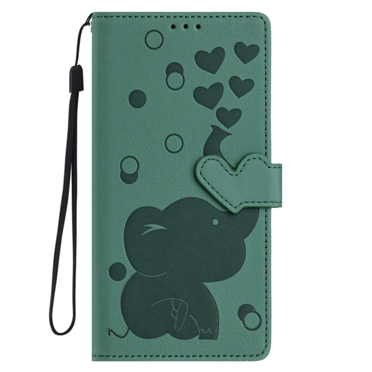 For Samsung Galaxy S25 Ultra 5G Cartoon Elephant Embossed Leather Phone Case(Green) - free shipping - PMC Jewellery - Order now!
