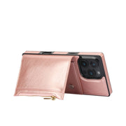 For iPhone 16 Pro Square Zipper Wallet Bag TPU+PU Back Cover Case(Rose Gold)