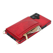 For iPhone 16 Square Zipper Wallet Bag TPU+PU Back Cover Case(Red)