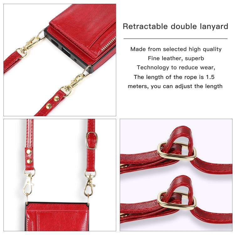 For iPhone 16 Square Zipper Wallet Bag TPU+PU Back Cover Case(Red)