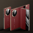 For Huawei Mate XT Ultimate Design View Window Genuine Leather Electroplating Phone Case(Red) - Huawei Cases by PMC TechLife | Online Shopping South Africa | PMC TechLife | Buy Now Pay Later Mobicred