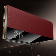 For Huawei Mate XT Ultimate Design View Window Genuine Leather Electroplating Phone Case(Black)