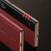 For Huawei Mate XT Ultimate Design View Window Genuine Leather Electroplating Phone Case(Red)