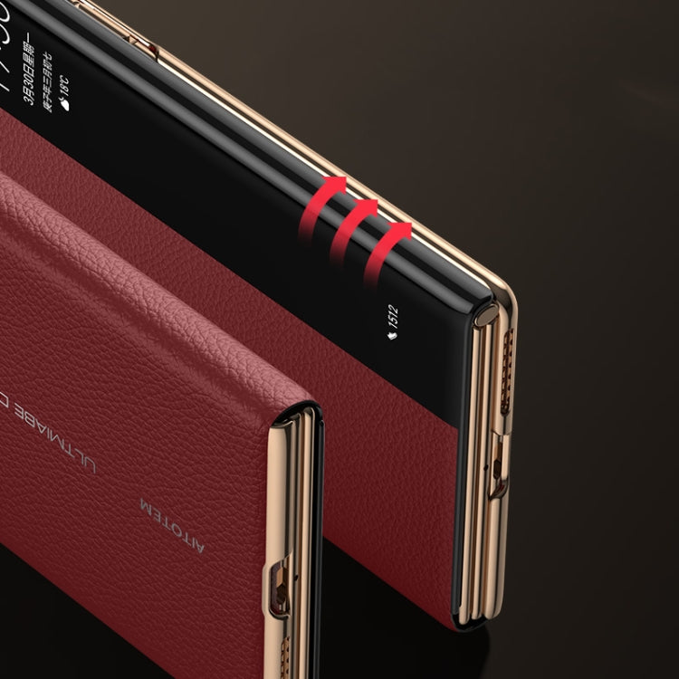 For Huawei Mate XT Ultimate Design View Window Genuine Leather Electroplating Phone Case(Red)