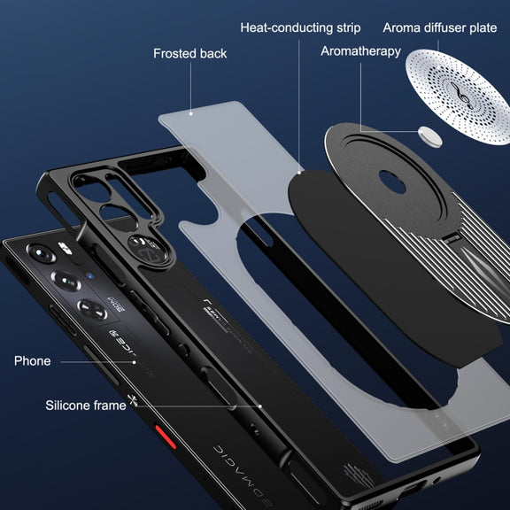 For ZTE nubia Red Magic 9 Pro / 9S Pro Heat Dissipation Aromatherapy MagSafe Holder Phone Case(Black)
