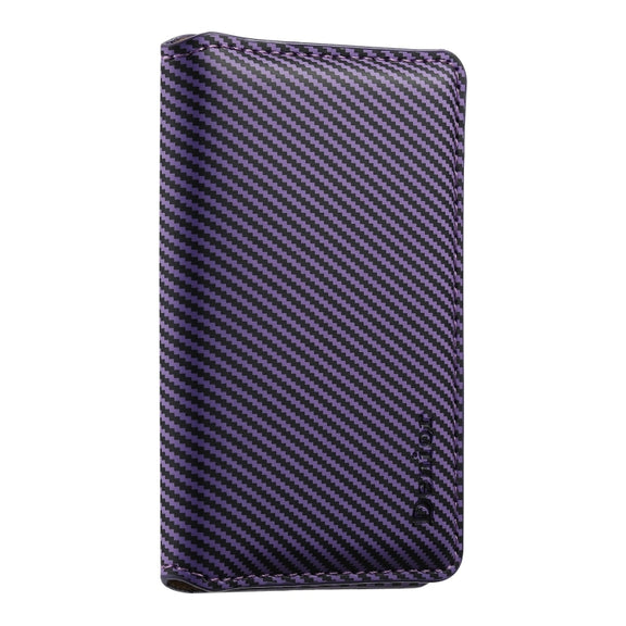 Denior V13 Magsafe Wallet Carbon Fiber Texture Leather Magnetic Card Holder Bag(Purple)