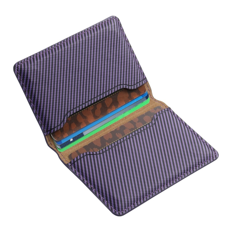 Denior V13 Magsafe Wallet Carbon Fiber Texture Leather Magnetic Card Holder Bag(Purple)