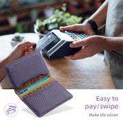 Denior V13 Magsafe Wallet Carbon Fiber Texture Leather Magnetic Card Holder Bag(Purple)