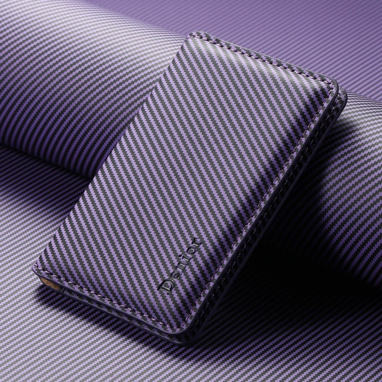 Denior V13 Magsafe Wallet Carbon Fiber Texture Leather Magnetic Card Holder Bag(Purple)