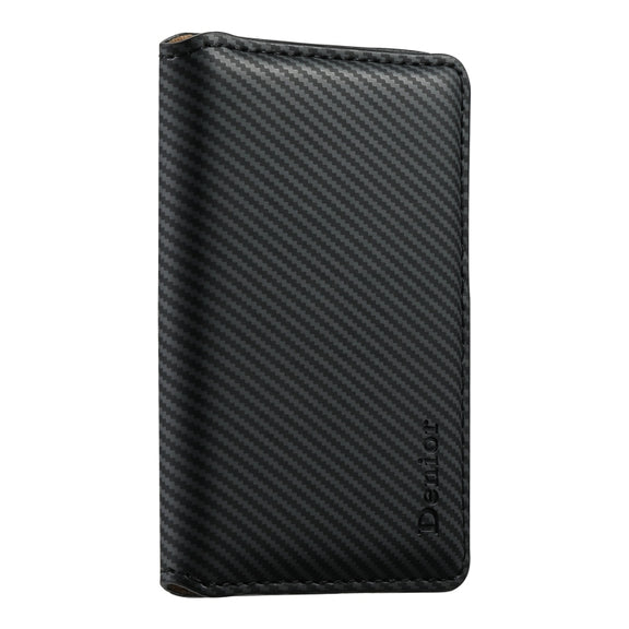 Denior V13 Magsafe Wallet Carbon Fiber Texture Leather Magnetic Card Holder Bag(Black)