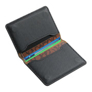 Denior V13 Magsafe Wallet Carbon Fiber Texture Leather Magnetic Card Holder Bag(Black)