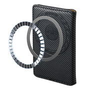 Denior V13 Magsafe Wallet Carbon Fiber Texture Leather Magnetic Card Holder Bag(Black)