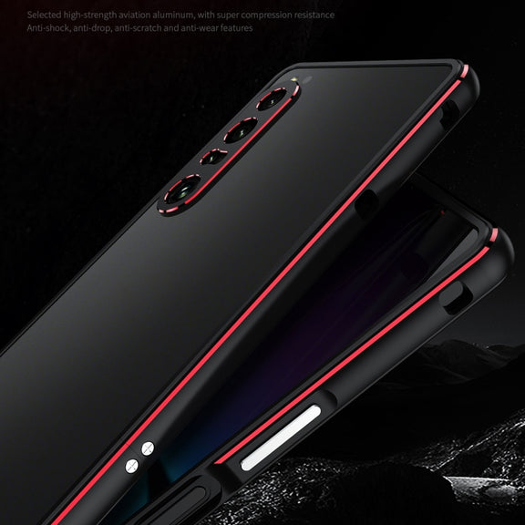 For Sony Xperia 1 VI Aurora Series Lens Protector + Metal Frame Protective Phone Case(Black Purple)