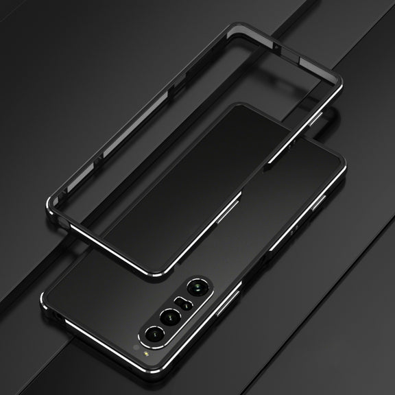 For Sony Xperia 1 VI Aurora Series Lens Protector + Metal Frame Protective Phone Case(Black Silver)
