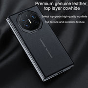 For Huawei Mate XT Ultimate Smart Side View Window Genuine Leather Phone Case(Dark Red)