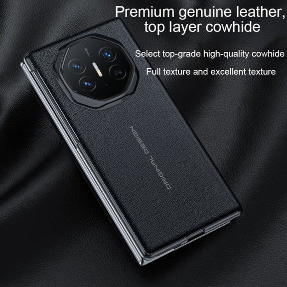 For Huawei Mate XT Ultimate Smart Side View Window Genuine Leather Phone Case(Dark Red)