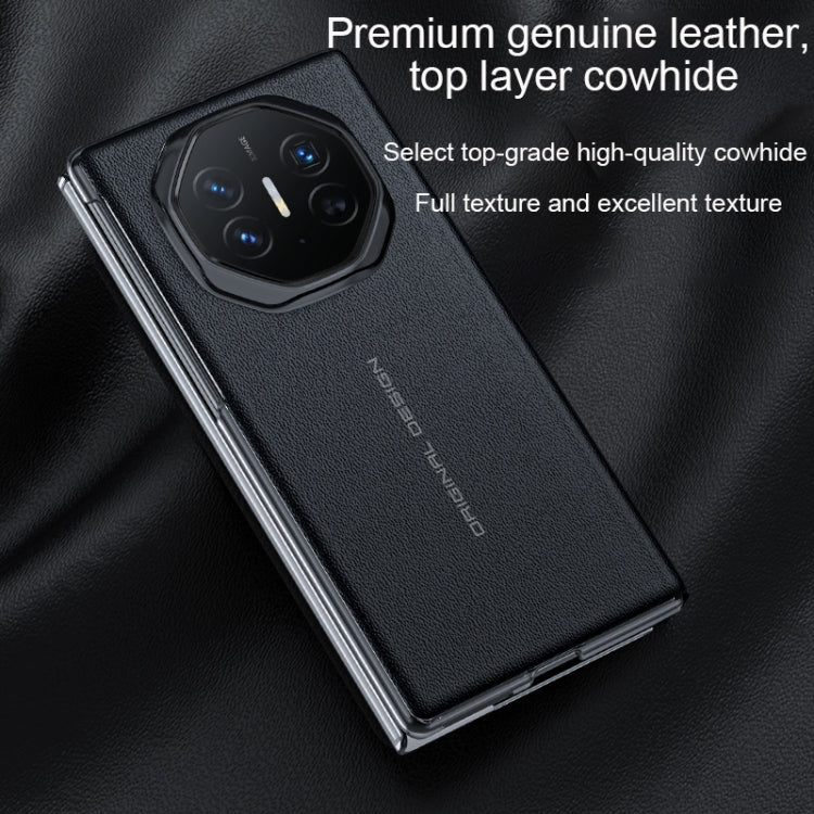 For Huawei Mate XT Ultimate Smart Side View Window Genuine Leather Phone Case(Dark Red)