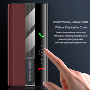 For Huawei Mate XT Ultimate Smart Side View Window Genuine Leather Phone Case(Dark Red)