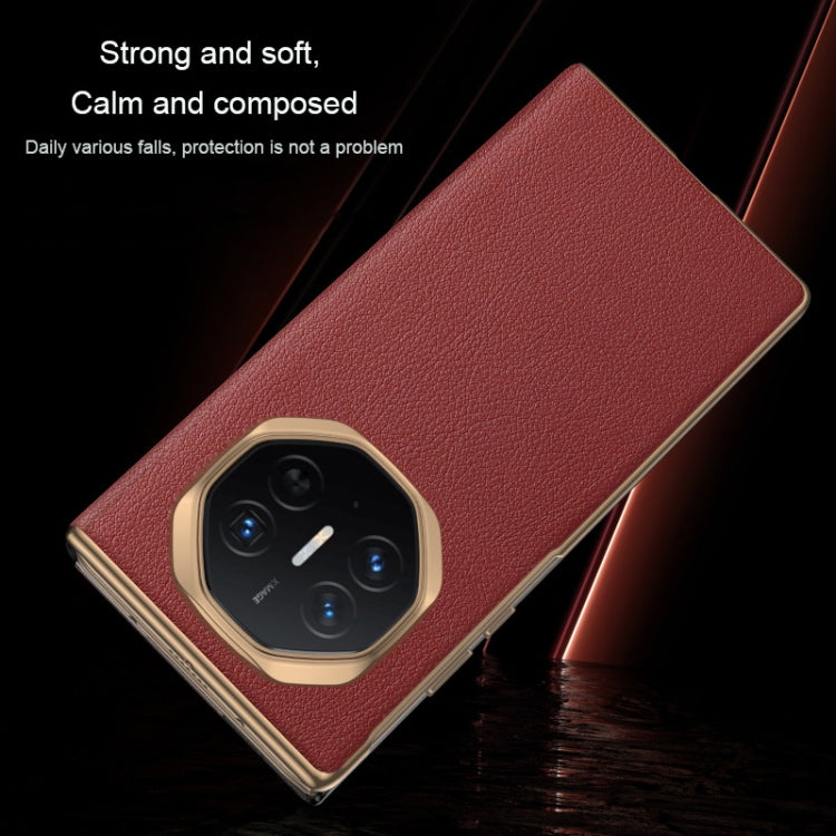 For Huawei Mate XT Ultimate Smart Side View Window Plain Leather Phone Case(Dark Red)