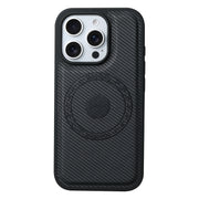 For iPhone 16 Pro Denior Carbon Fiber Texture Leather MagSafe Phone Case(Black)