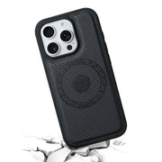 For iPhone 16 Pro Denior Carbon Fiber Texture Leather MagSafe Phone Case(Black)