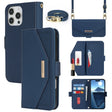 For iPhone 16 Pro Max Cross Texture Crossbody Lanyard Leather Phone Case(Blue) - iPhone 16 Pro Max Cases by PMC TechLife | Online Shopping South Africa | PMC TechLife | Buy Now Pay Later Mobicred