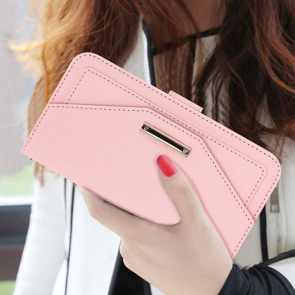 For iPhone 16 Pro Max Cross Texture Crossbody Lanyard Leather Phone Case(Pink)
