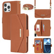 For iPhone 16 Pro Cross Texture Crossbody Lanyard Leather Phone Case(Brown) - iPhone 16 Pro Cases by PMC TechLife | Online Shopping South Africa | PMC TechLife | Buy Now Pay Later Mobicred