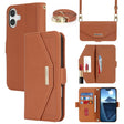 For iPhone 16 Plus Cross Texture Crossbody Lanyard Leather Phone Case(Brown) - iPhone 16 Plus Cases by PMC TechLife | Online Shopping South Africa | PMC TechLife | Buy Now Pay Later Mobicred