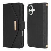 For iPhone 16 Cross Texture Crossbody Lanyard Leather Phone Case(Black)