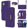 For iPhone 16 Cross Texture Crossbody Lanyard Leather Phone Case(Purple) - iPhone 16 Cases by PMC TechLife | Online Shopping South Africa | PMC TechLife | Buy Now Pay Later Mobicred