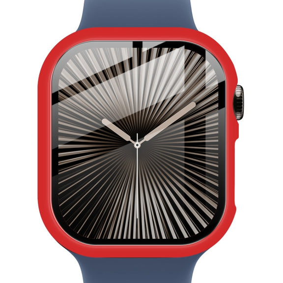 For Apple Watch Series 10 46mm imak Integrated Watch Case with Film(Red)