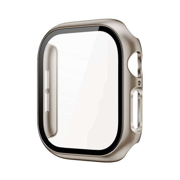 For Apple Watch Series 10 46mm imak Integrated Watch Case with Film(Titanium Gold)