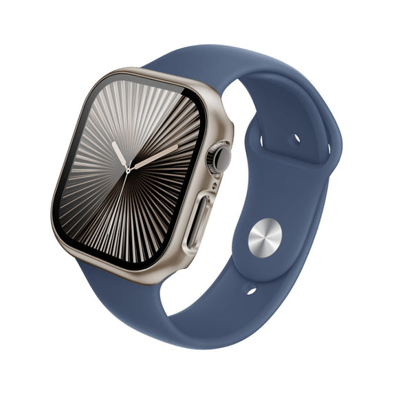 For Apple Watch Series 10 46mm imak Integrated Watch Case with Film(Titanium Gold)