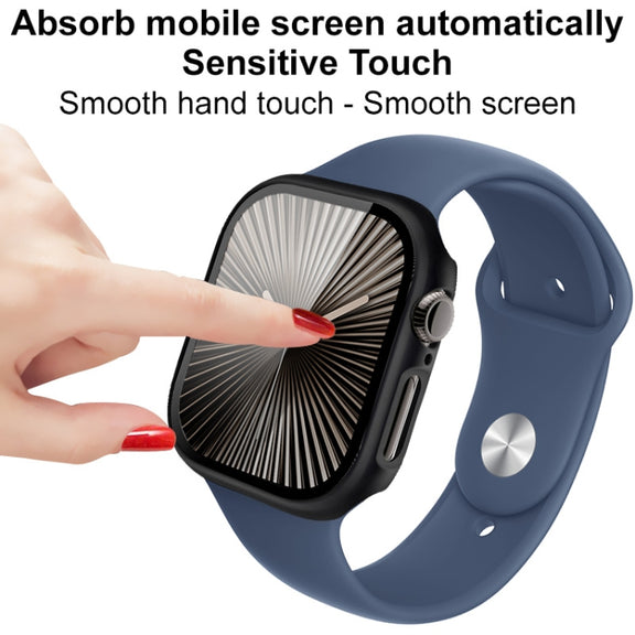For Apple Watch Series 10 46mm imak Integrated Watch Case with Film(Titanium Gold)