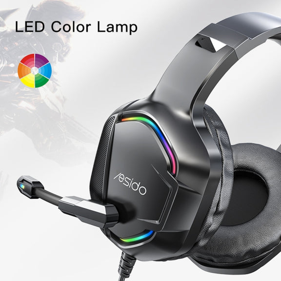 Yesido EK01 Head-mounted RGB Gaming Wired Earphone with Microphone(Black)