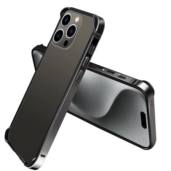 For iPhone 16 Pro Max TPU + Aluminum Alloy Frame Phone Case(Black)
