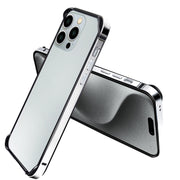 For iPhone 16 Pro Max TPU + Aluminum Alloy Frame Phone Case(Silver)