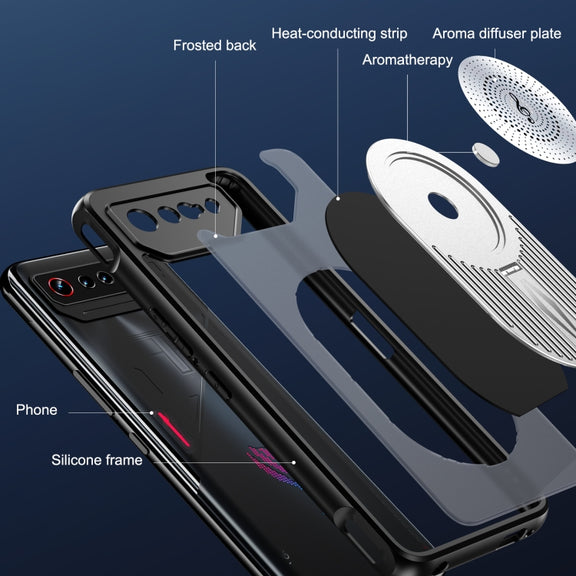For Asus ROG Phone 7 Heat Dissipation Aromatherapy MagSafe Holder Phone Case(Silver)