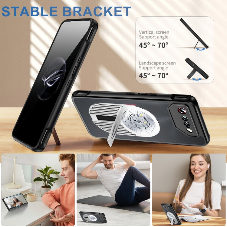 For Asus ROG Phone 7 Heat Dissipation Aromatherapy MagSafe Holder Phone Case(Silver)