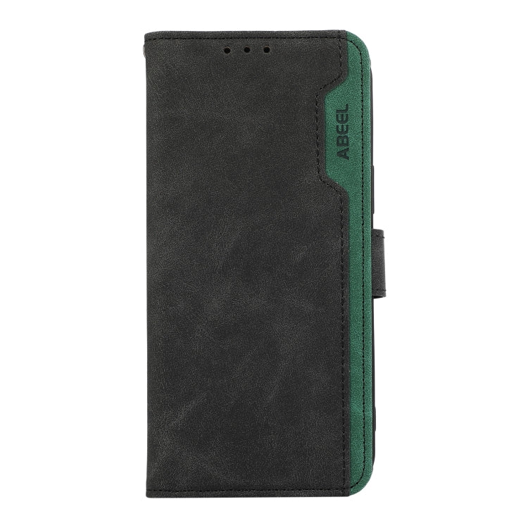 For Samsung Galaxy S25 Ultra 5G ABEEL Color Block Magnetic RFID Leather Phone Case(Black-Green)