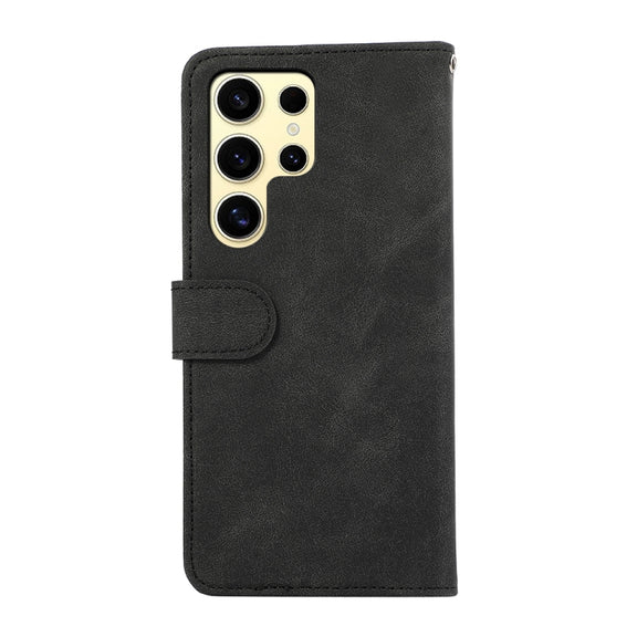 For Samsung Galaxy S25 Ultra 5G ABEEL Color Block Magnetic RFID Leather Phone Case(Black-Green)
