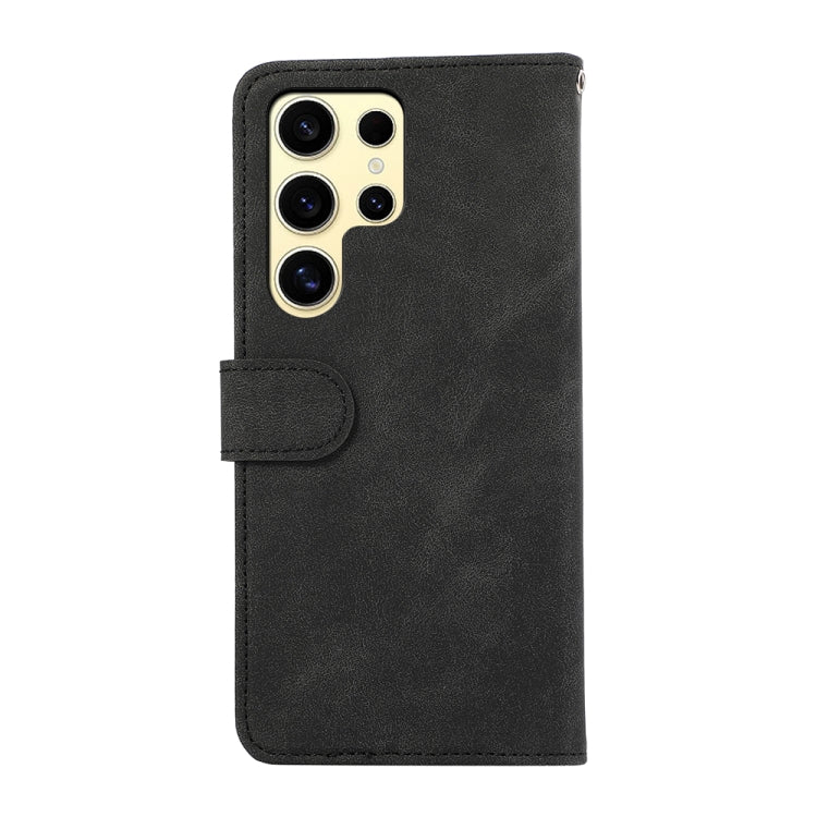 For Samsung Galaxy S25 Ultra 5G ABEEL Color Block Magnetic RFID Leather Phone Case(Black-Green)