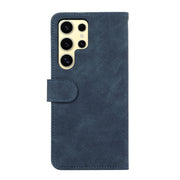 For Samsung Galaxy S25 Ultra 5G ABEEL Color Block Magnetic RFID Leather Phone Case(Blue-Brown)