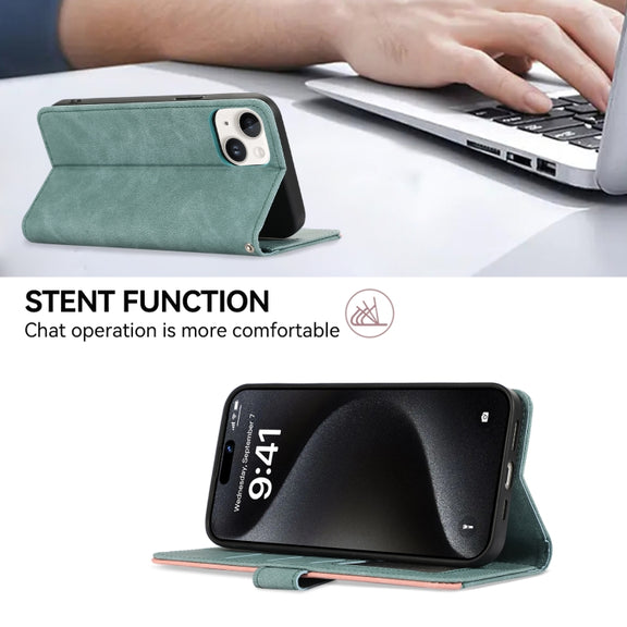 For Samsung Galaxy S25 Ultra 5G ABEEL Color Block Magnetic RFID Leather Phone Case(Cyan-Pink)